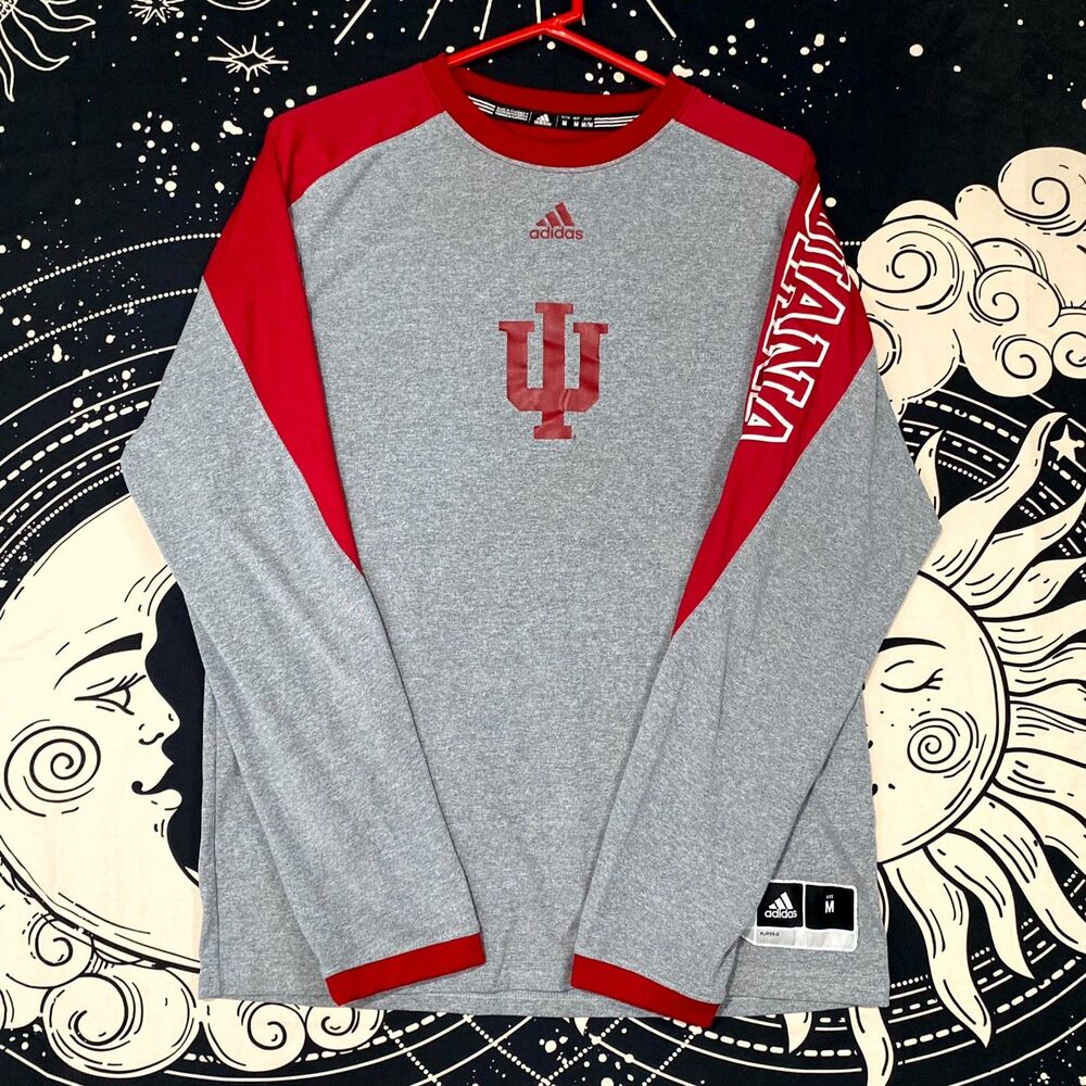 Adidas Indiana Hoosiers NCAA T-Shirt Men's M Gray Colorblock Football Sports